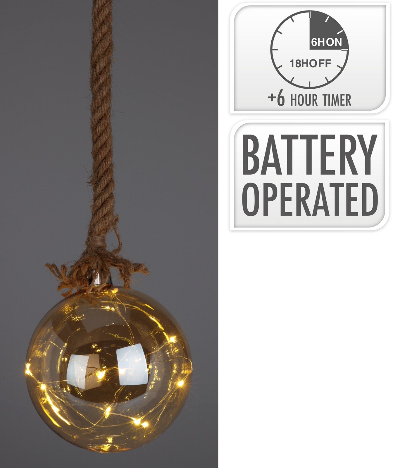 Sfera in vetro a Batterie Ambra