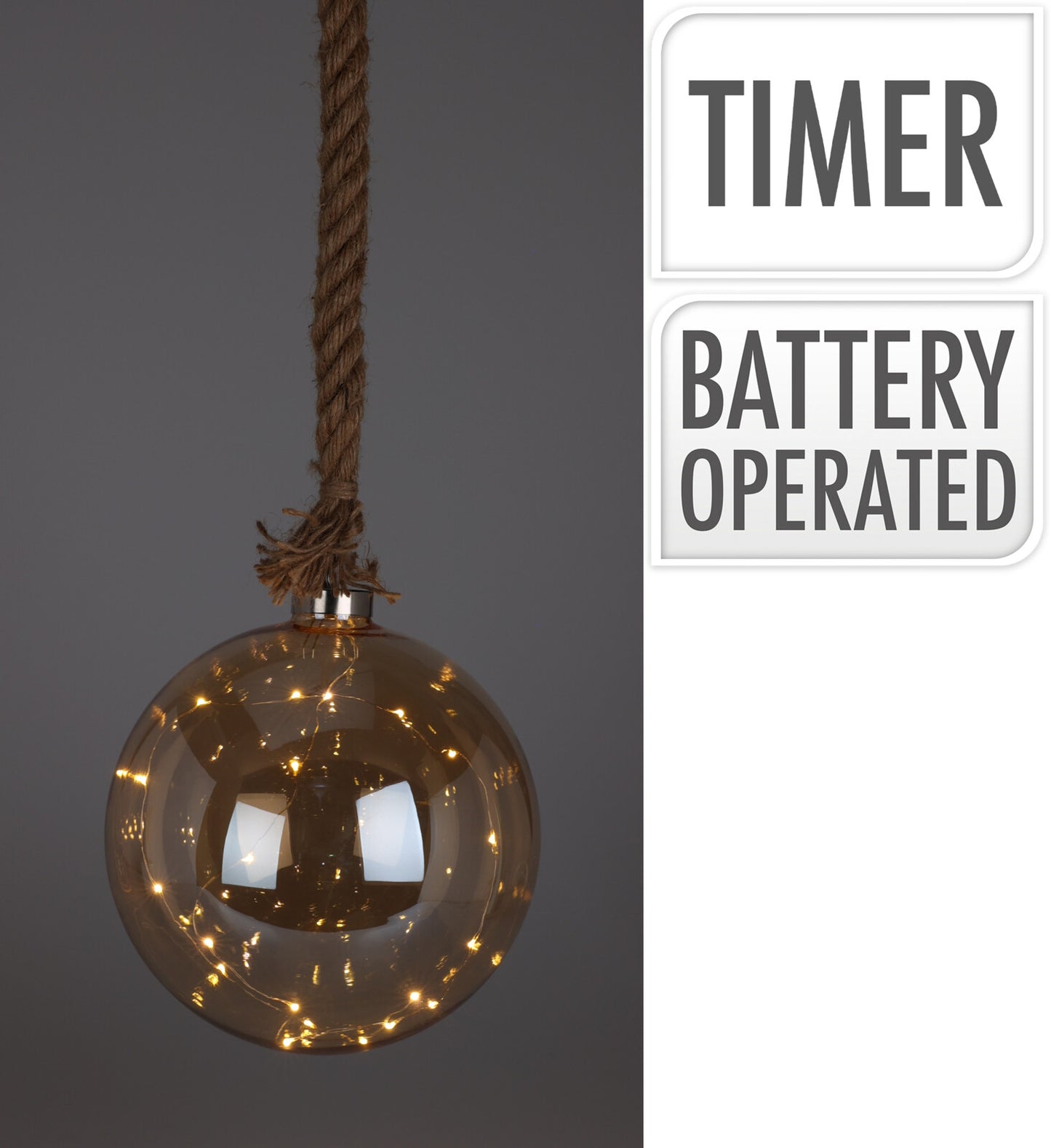 Sfera in vetro a Batterie Ambra